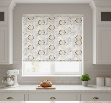 Store enrouleur cuisine motifs hexagonaux dorés - TenStickers