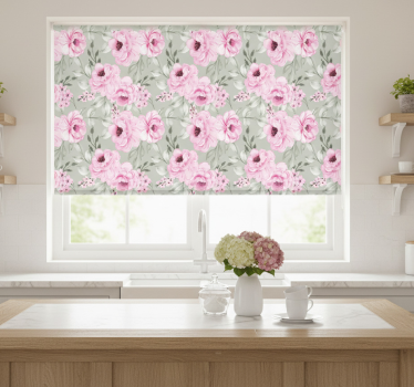 Store enrouleur cuisine pivoines pastel - TenStickers
