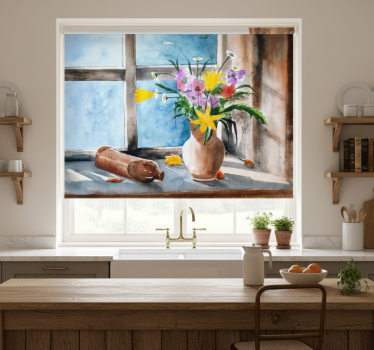 Store enrouleur cuisine plantes vintage - TenStickers