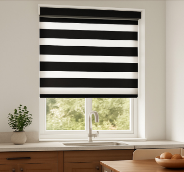 Store enrouleur cuisine rayures noires et blanches - TenStickers