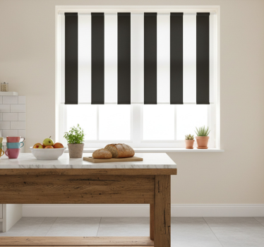Store enrouleur cuisine rayures noires et blanches - TenStickers