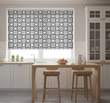 Store enrouleur cuisine style carreaux hydraulique noir - TenStickers