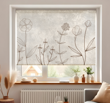 Store enrouleur fleurs et de plantes prairie brumeuse scandinave - TenStickers