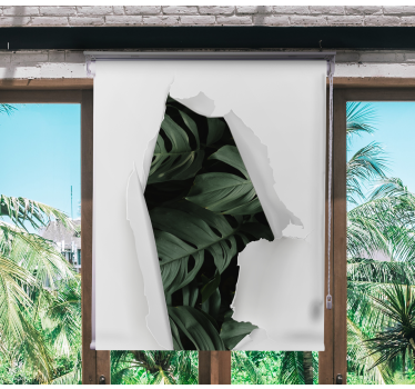 Store enrouleur fleurs et de plantes vue de verdure déchirée - TenStickers