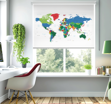 Store enrouleur carte du monde cartographie politique - TenStickers