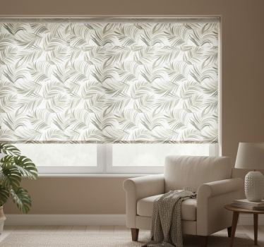 Store enrouleur gris avec motifs de feuilles raffinés - TenStickers