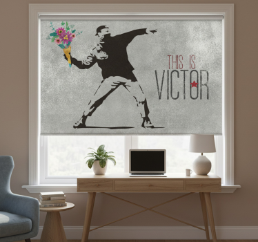 Store enrouleur gris bouquet de fleurs personnalisé - TenStickers
