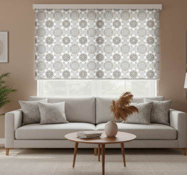 Store enrouleur gris carreau fleuri au sol - TenStickers