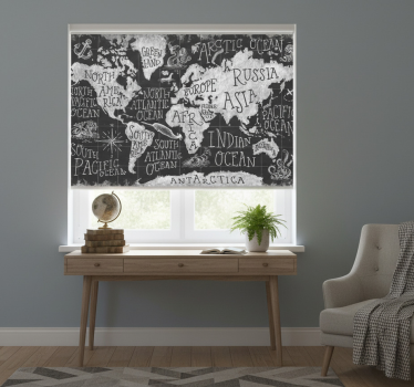 Store enrouleur gris carte du monde mythique - TenStickers