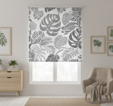 Store enrouleur gris feuilles de monstera - TenStickers