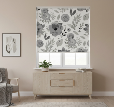 Store enrouleur gris fleurs aquarelle - TenStickers