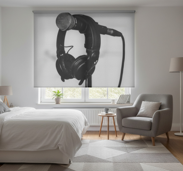 Store enrouleur gris microphone et écouteurs - TenStickers