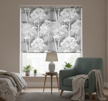 Store enrouleur gris motif bois forêt - TenStickers