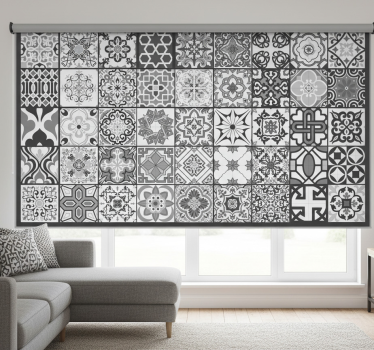 Store enrouleur gris motif mosaïque rustique gris - TenStickers