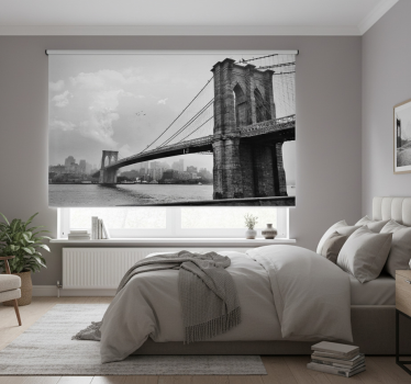 Store enrouleur gris murale salon pont de new york - TenStickers