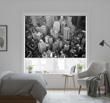 Store enrouleur gris new york aérien noir et blanc - TenStickers