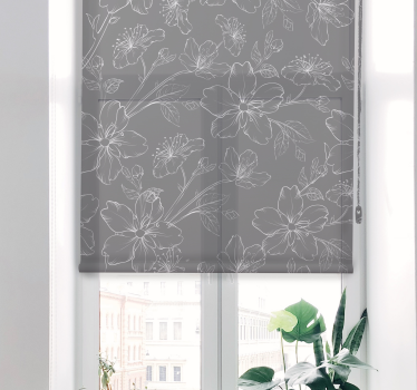 Store enrouleur floral salon blanc fond gris - TenStickers