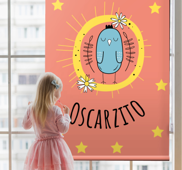 Store enrouleur pour chambre enfant oiseau bleu avec nom - TenStickers