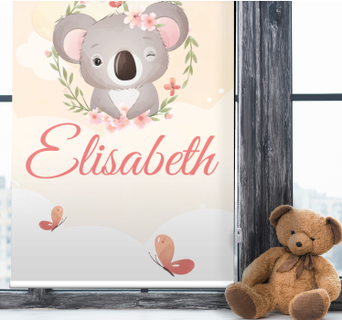 Store enrouleur pour chambre enfant bébé koala avec nom - TenStickers