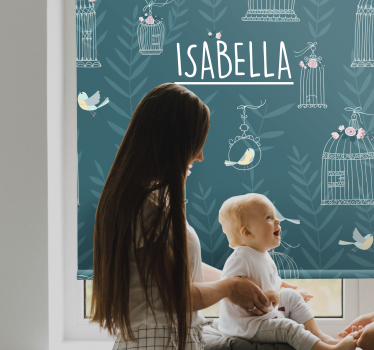 Store enrouleur pour chambre enfant cages à oiseaux bleues - TenStickers