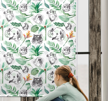 Store enrouleur pour chambre enfant animaux jungle verts - TenStickers