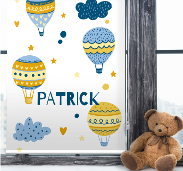 Store enrouleur pour chambre enfant ballons scandinaves nom - TenStickers