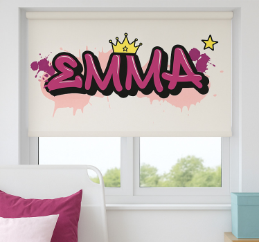 Store enrouleur pour chambre enfant graffiti personnalisé rose - TenStickers