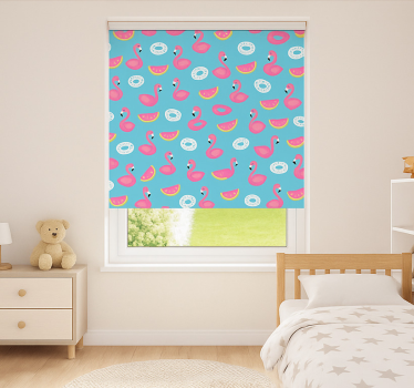 Store enrouleur pour chambre enfant imprimé flamant bleu - TenStickers