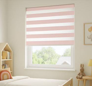 Store enrouleur pour chambre enfant rayures blanches et roses - TenStickers