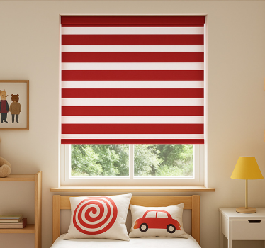Store enrouleur pour chambre enfant rayures horizontales rouges - TenStickers