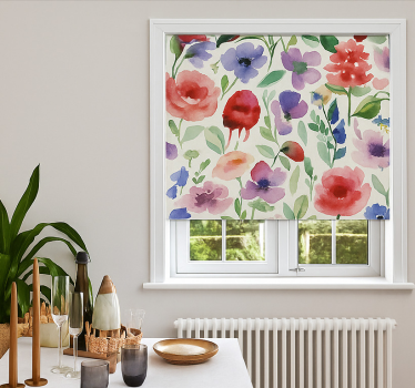 Store enrouleur salon aquarelle florale vibrante - TenStickers