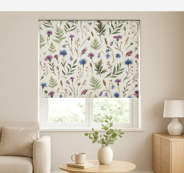 Store enrouleur salon motif de prairie de fleurs sauvages - TenStickers