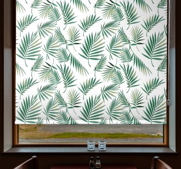 Store enrouleur cuisine feuille verte design scandinave - TenStickers