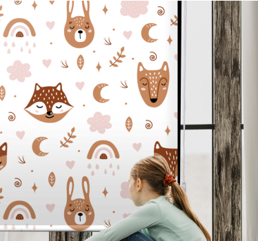 Store enrouleur chambre enfants animaux bruns et arc-en-ciel - TenStickers