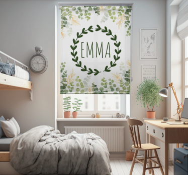 Store enouleur chambre enfant couronne laurier avec prénom - TenStickers
