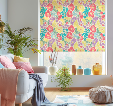 Store enrouleur floral salon fleurs pastel - TenStickers