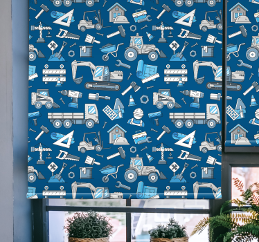 Store motif de construction sur un fond bleu - TenStickers