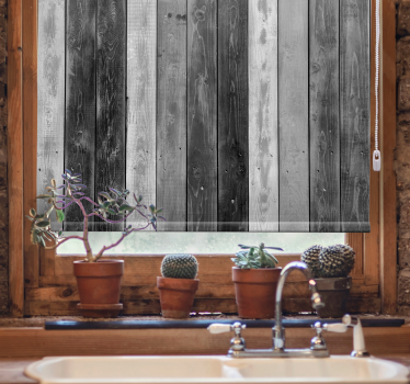Store enrouleur cuisine planches grises rustiques - TenStickers
