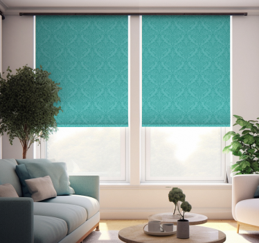 Store enrouleur salon turquoise salon design damassé vintage - TenStickers