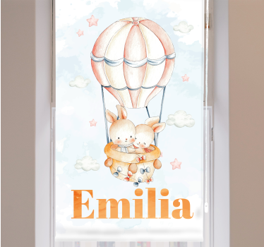 Store enrouleur chambre enfant montgolfière pastel avec prénom - TenStickers