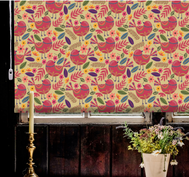 Stores avec fleurs sticker d'art populaire d'oiseaux colorés - TenStickers