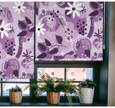 Store enrouleur cuisine fleurs blanches et violettes - TenStickers