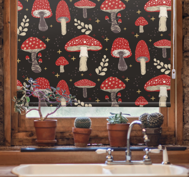Store enrouleur cuisine champignons rouges fruits et légumes - TenStickers