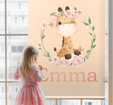 Store enrouleur chambre enfant girafe avec prénom - TenStickers