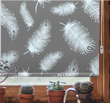 Store enrouleur gris motif de plumes - TenStickers