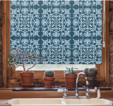 Stores enrouleur cuisine motif bleu provincial français - TenStickers