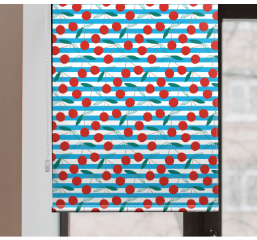 Stores enrouleurs cuisine fruits rayures bleu cerise - TenStickers