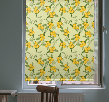 Store enrouleur cuisine motif de citrons sur fond vert - TenStickers
