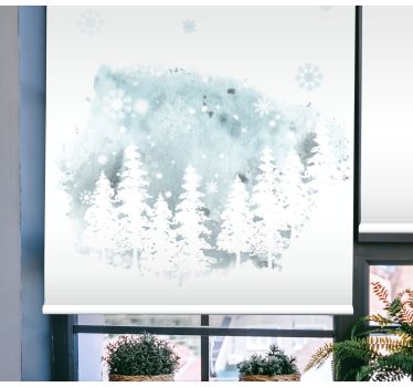 Store enrouleur salon oeuvre de conifères d'hiver - TenStickers