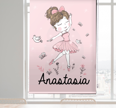 Store enrouleur chambre enfant prénom danseuse de ballet - TenStickers